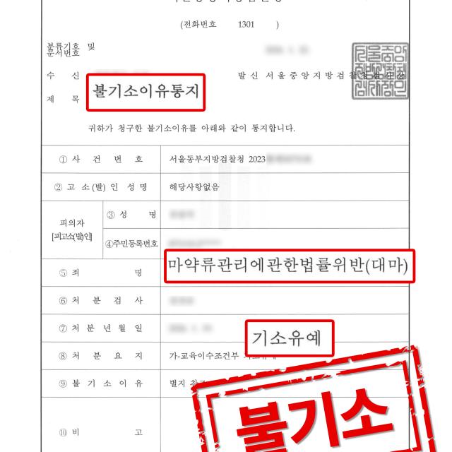 [피의자 변호] 대마초 대량 구매 및 흡연 사건, 기소유예 처분